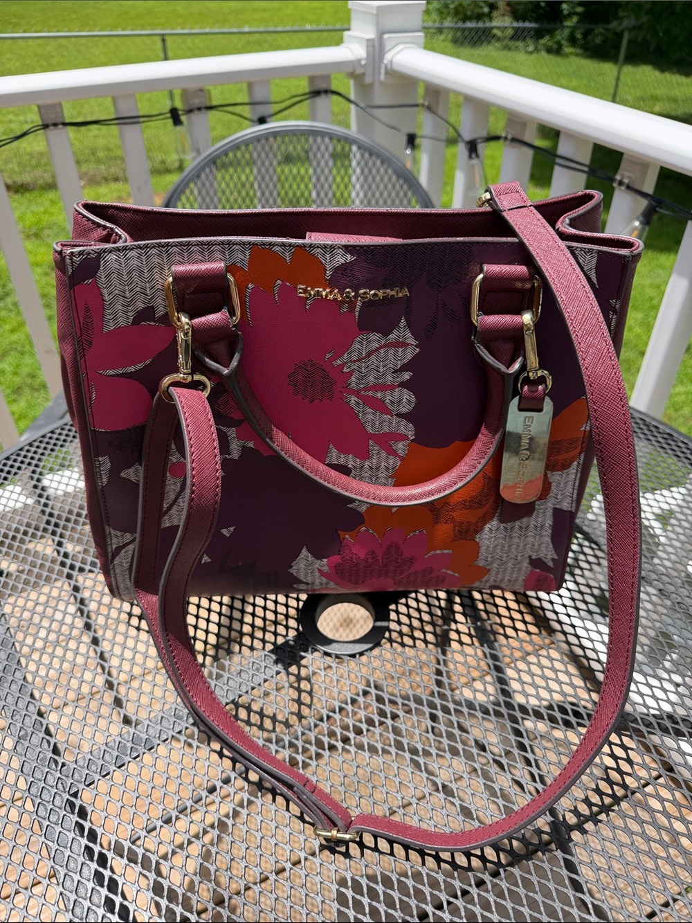 Emma & Sophia Plum Floral Handbag
